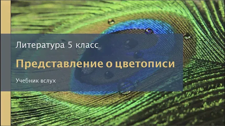 Представление о цветописи. Литература 5 класс.
